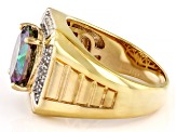 Mystic Topaz and White Topaz 18K Yellow Gold Over Silver Men's Ring 5.20Ctw