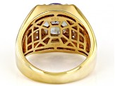 Mystic Topaz and White Topaz 18K Yellow Gold Over Silver Men's Ring 5.20Ctw