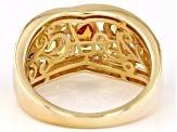 Multi-Color Sapphire and White Diamond 14k Yellow Gold Crossover Band Ring 1.17Ctw