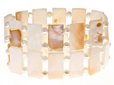 White Cultured Freshwater Pearl and Mother-Of-Pearl Set of Two Stretch Bracelets