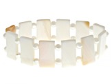 White Cultured Freshwater Pearl and Mother-Of-Pearl Set of Two Stretch Bracelets