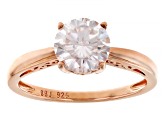 White Moissanite 14K Rose Gold Over Silver Solitaire Ring 1.79Ctw