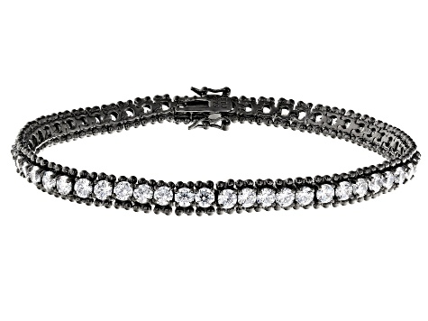 White Cubic Zirconia Black Silver Bracelet 14.32Ctw