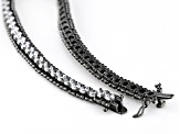 White Cubic Zirconia Black Silver Bracelet 14.32Ctw