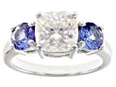 Moissanite Fire(R) and Tanzanite Platineve Ring 2.84Ctw