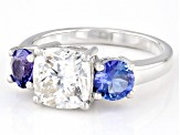 Moissanite Fire(R) and Tanzanite Platineve Ring 2.84Ctw