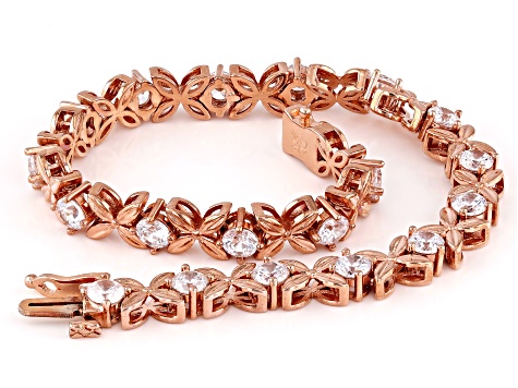 White Cubic Zirconia Rose Gold Over Brass Bracelet 3.88Ctw