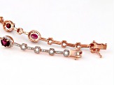 Pink Tourmaline and White Diamond 14k Rose Gold Tennis Bracelet 4.75Ctw