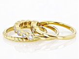 Moissanite Round 1.8mm and 4mm 14k Yellow Gold Over Sterling Silver Ring Set of 3 0.46ctw