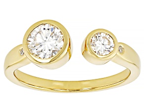 Moissanite Round 6mm 14k Yellow Gold Over Sterling Silver Ring 0.85ctw