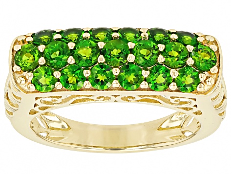 Chrome Diopside Round 3mm and 2.8mm 18K Yellow Gold Over Sterling Silver Ring 1.57Ctw