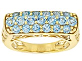Swiss Blue Topaz Round 3mm and 2.8mm 18K Yellow Gold Over Sterling Silver Ring 1.79Ctw