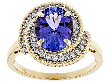 Picture of Blue Tanzanite 10k Yellow Gold Ring 3.17ctw