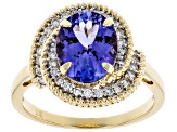 Blue Tanzanite 10k Yellow Gold Ring 3.17ctw