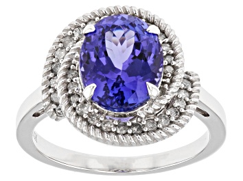Picture of Blue Tanzanite Rhodium Over 10k White Gold Ring 3.17ctw