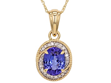 Picture of Blue Tanzanite 10k Yellow Gold Pendant With Chain 2.76ctw