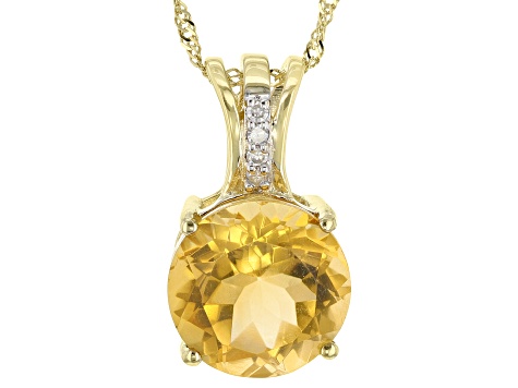 Golden Citrine 10k Yellow Gold Pendant With Chain 4.28ctw