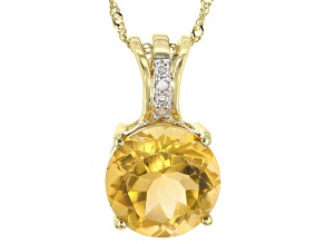 Golden Citrine 10k Yellow Gold Pendant With Chain 4.28ctw