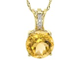 Golden Citrine 10k Yellow Gold Pendant With Chain 4.28ctw