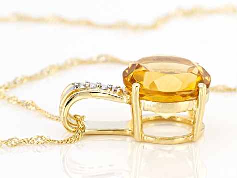 Golden Citrine 10k Yellow Gold Pendant With Chain 4.28ctw