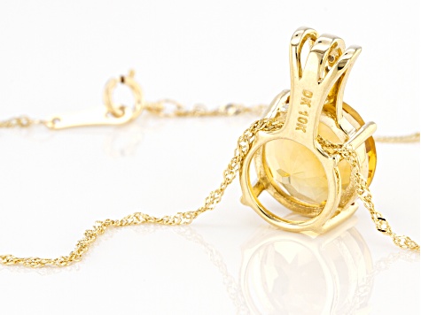 Golden Citrine 10k Yellow Gold Pendant With Chain 4.28ctw