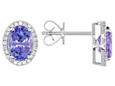 Blue Tanzanite Rhodium Over 14k White Gold Stud Earrings 2.06ctw