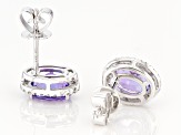 Blue Tanzanite Rhodium Over 14k White Gold Stud Earrings 2.06ctw