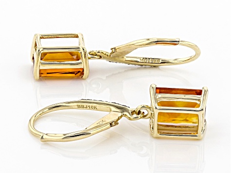 Orange Madeira Citrine 10K Yellow Gold Earrings 2.59ctw
