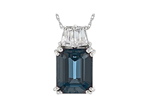 Blue Lab Created Alexandrite Rhodium Over 10k White Gold Pendant with Chain 4.23ctw