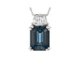 Blue Lab Created Alexandrite Rhodium Over 10k White Gold Pendant with Chain 4.23ctw