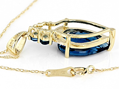 London Blue Topaz 10k Yellow Gold Pendant with Chain 5.51ctw