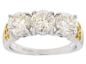 White Strontium Titanate And Citrine Rhodium Over Silver With 18k Yellow Gold Accent Ring 3.52ctw