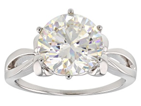 White Strontium Titanate Rhodium Over Sterling Silver Solitaire Ring 4.77ct