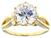 STRONTIUM TITANATE 18K YELLOW GOLD OVER STERLING SILVER SOLITAIRE RING 4.77ct.