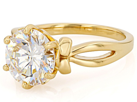4.77CT Round Strontium Titanate 18k Yellow Gold over Sterling