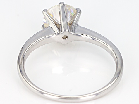 White Strontium Titanate Rhodium Over Sterling Silver Solitaire Ring 1.76ct