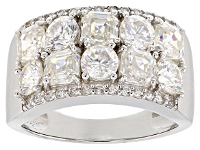 White Lab created Strontium Titanate Rhodium Over Sterling Silver ring 4.76ctw