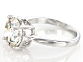 White Fabulite Strontium Titanate Rhodium Over Sterling Silver Ring 4.60ct
