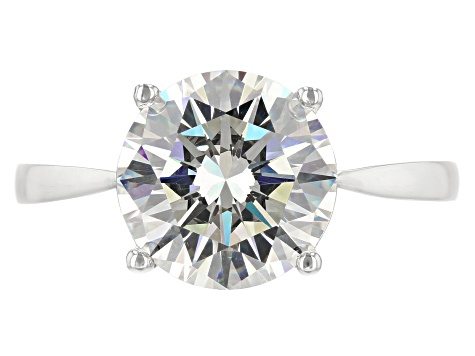 White Fabulite Strontium Titanate Rhodium Over Sterling Silver Ring 4.60ct