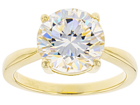 Strontium Titanate 18k yellow gold over sterling silver solitaire ring 4.60ct