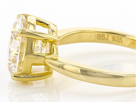 Fabulite Strontium Titanate 18k yellow gold over sterling silver solitaire ring 4.60ct