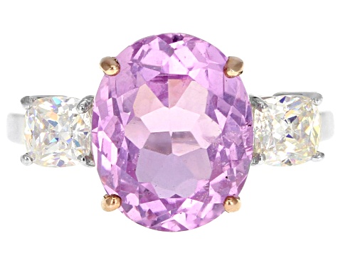 Pink Kunzite Rhodium Over Sterling Silver Ring 4.49ctw