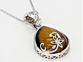 Brown tiger's eye rhodium over sterling silver enhancer with chain