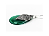 Green onyx rhodium over sterling silver pendant with chain