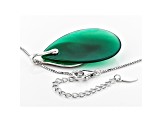 Green onyx rhodium over sterling silver pendant with chain