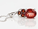 Red labradorite rhodium over silver pendant with chain 2.38ctw