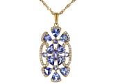 Blue tanzanite 18k yellow gold over silver pendant with chain 4.61ctw