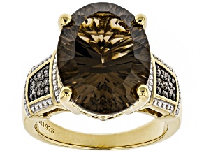 Brown Smoky Quartz 18k Gold Over Silver Ring 7.29ctw