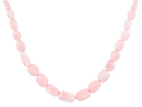 Pink Opal Rhodium Over Sterling Silver beaded Necklace
