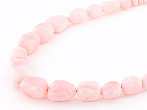 Pink Opal Rhodium Over Sterling Silver beaded Necklace